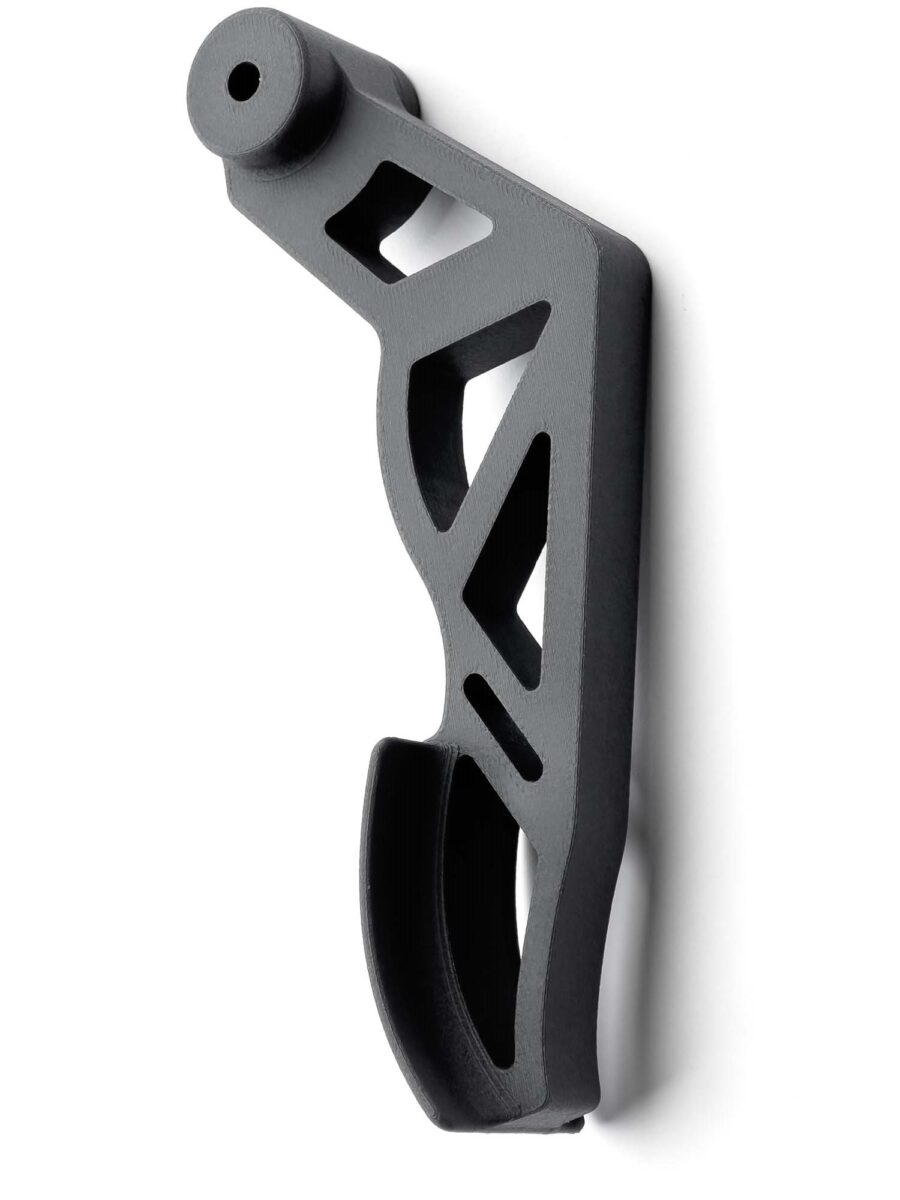 A structural element is shown 3D printed out of Nylon PA12-Carbon Fiber infused material.